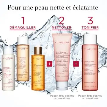 Doux Nettoyant Moussant Apaisant Peaux sèches ou sensibles Tube 125 ml - Clarins - Soin - Visuel 4