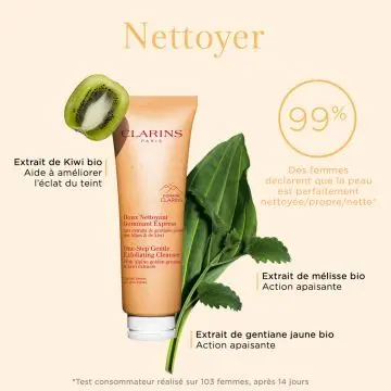 Doux Nettoyant Gommant Express Aux Extraits de Gentiane Jaune des Alpes & Kiwi - Toutes Peaux 125ml - Clarins - Soin - Visuel 4