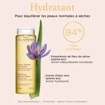Lotion Tonique Hydratante Aux Extraits d'Aloe Vera & Fleur de Safran - Peaux Normales à Sèches 200ml - Clarins - Soin - Visuel 4
