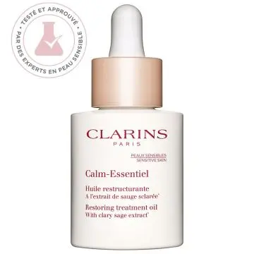 Calm-Essentiel Huile Restructurante à l'extrait de sauge sclarée* Flacon 30ml - Clarins - Soin - Visuel 1