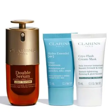 Coffret Double Serum Light Sérum Visage, Crème Jour, Masque Visage & Trousse  - Clarins - Soin - Visuel 2