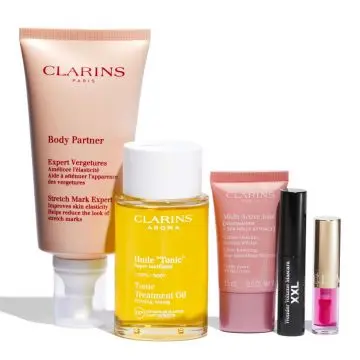 Coffret Essentiels Maternité Crème et Huile Corps, Crème Visage, Mascara, Huile à Lèvres & Trousse  - Clarins - Soin - Visuel 2