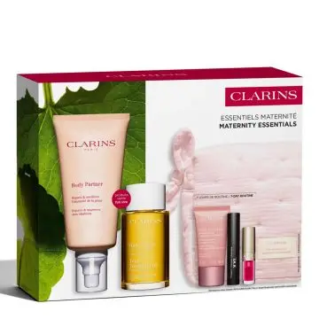 Coffret Essentiels Maternité Crème et Huile Corps, Crème Visage, Mascara, Huile à Lèvres & Trousse  - Clarins - Soin - Visuel 3