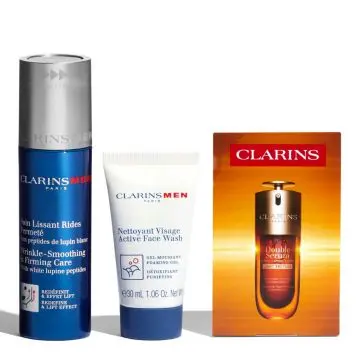 Coffret Essentiels Anti-Âge ClarinsMen Soin, Nettoyant et Sérum Visage & Trousse  - Clarins - Soin - Visuel 2