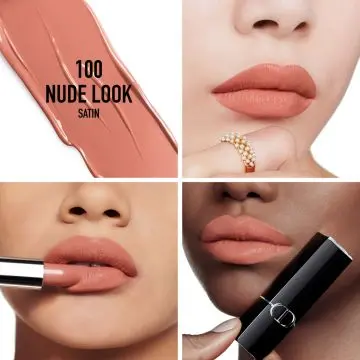 Rouge Dior Rouge à Lèvres Confort & Longue Tenue - Fini Satin 100 Nude Look - Dior - Maquillage - Visuel 2