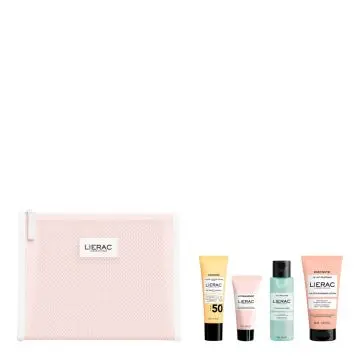 Trousse Essentiels Beauté Fluide Solaire, Crème, Eau Micéllaire, Lait Corps & Trousse  - Lierac - Soin - Visuel 1 Trousse Essentiels Beauté Fluide Solaire, Crème, Eau Micéllaire, Lait Corps & Trousse  - Lierac - Soin - Visuel 1