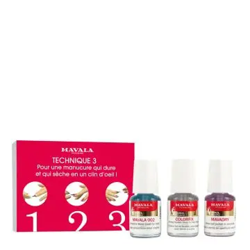 Kit Technique 3 Manucure Base Mavala 002 5ml + Fixateur Colorfix 5ml + Sèche Vernis Mavadry 5ml - Mavala - Maquillage - Visuel 1