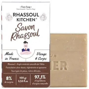 Rhassoul Kitchen Savon Visage Rhassoul 100g - Monsieur Barbier - Soin - Visuel 1
