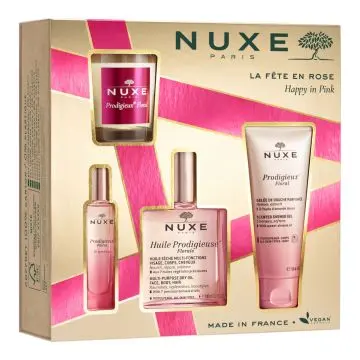 Coffret La Fête en Rose Huile Prodigieuse, Gelée de Douche, Parfum & Bougie  - Nuxe - Parfum - Visuel 1