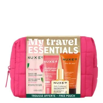 Trousse Mes Essentiels Voyage Eau Micellaire, Gel-Crème Visage, Gel Lavant Surgras & Huile Sèche Multi-Fonctions  - Nuxe - Soin - Visuel 1