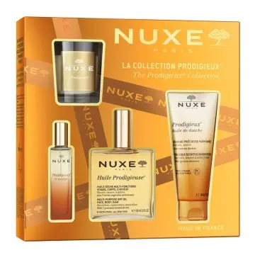 Coffret La Collection Prodigieux Huile Sèche Multi-Fonctions, Gel Douche, Parfum & Bougie  - Nuxe - Soin - Visuel 1