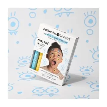 Coffret Duo Tattoopen  2  Feutres Tatouage Temporaire & 4 cartes Modèles Monster - Nailmatic - Maquillage - Visuel 2