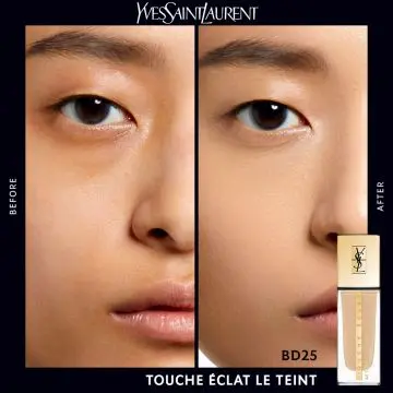 TOUCHE ÉCLAT LE TEINT Fond de Teint Fluide Naturel Beige Doré 25 - Yves Saint Laurent - Maquillage - Visuel 2