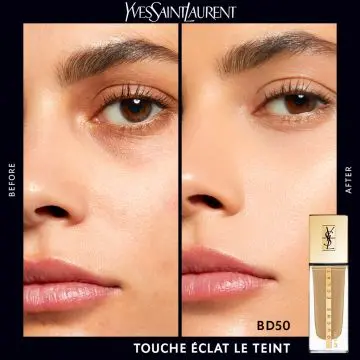 TOUCHE ÉCLAT LE TEINT Fond de Teint Fluide Naturel Beige Doré 50 - Yves Saint Laurent - Maquillage - Visuel 2