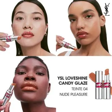 YSL Loveshine Candy Glaze Gloss Effet Repulpant 04 Nude Pleasure - Yves Saint Laurent - Maquillage - Visuel 4