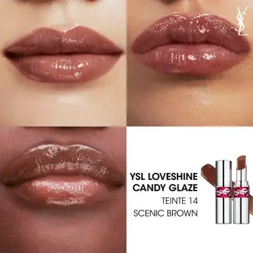 YSL Loveshine Candy Glaze Gloss Effet Repulpant 14 Scenic Brown - Yves Saint Laurent - Maquillage - Visuel 2
