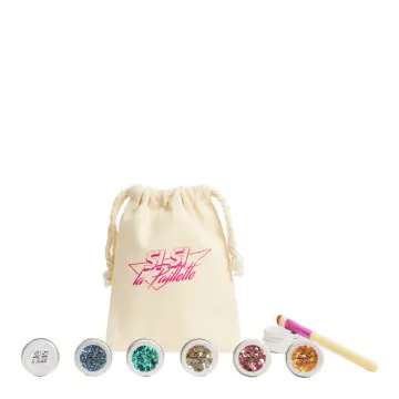 Kit Bestseller 6 Mélanges de Paillettes, Pinceau, Baume Applicateur & Pochon  - Si si la paillette - Maquillage - Visuel 1