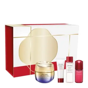 Coffret Vital Perfection Crème et Sérum Anti-Âge, Mousse Nettoyante & Lotion  - Shiseido - Soin - Visuel 1 Coffret Vital Perfection Crème et Sérum Anti-Âge, Mousse Nettoyante & Lotion  - Shiseido - Soin - Visuel 1