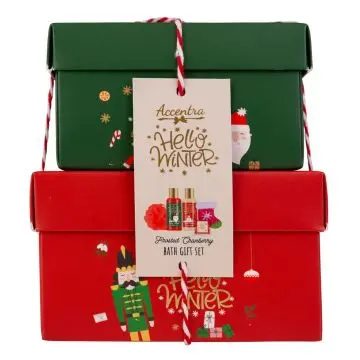 Coffret Hello Winter Gel Douche, Lait Corps, Galet Effervescent Bain, Sel de Bain & Fleur de Massage  - Tentation - Soin - Visuel 1