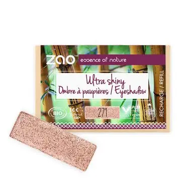 Recharge Ombre à Paupières Rectangle Ultra Shiny Bio, vegan et rechargeable Cuivre rosé - Zao Makeup - Maquillage - Visuel 1