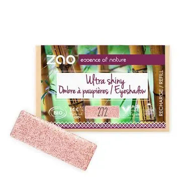 Recharge Ombre à Paupières Rectangle Ultra Shiny Bio, vegan et rechargeable Rose féérique - Zao Makeup - Maquillage - Visuel 1