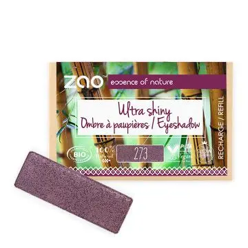 Recharge Ombre à Paupières Rectangle Ultra Shiny Bio, vegan et rechargeable Purple rain - Zao Makeup - Maquillage - Visuel 1