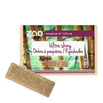 Recharge Ombre à Paupières Rectangle Ultra Shiny Bio, vegan et rechargeable Brun bronze - Zao Makeup - Maquillage - Visuel 1