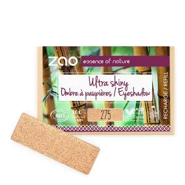 Recharge Ombre à Paupières Rectangle Ultra Shiny Bio, vegan et rechargeable Orange doré - Zao Makeup - Maquillage - Visuel 1