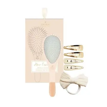 Coffret Mon Kit coiffure Brosse nylon petit format + 4 clic clacs + elastique nœud  - Bachca - Accessoire - Visuel 1