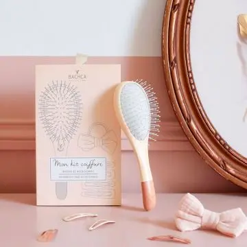 Coffret Mon Kit coiffure Brosse nylon petit format + 4 clic clacs + elastique nœud  - Bachca - Accessoire - Visuel 2