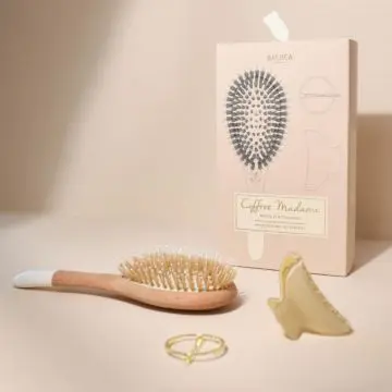 Coffret Madame Brosse Sanglier/Nylon, Barrette Ronde Dorée & Pince Ivoire  - Bachca - Accessoire - Visuel 2