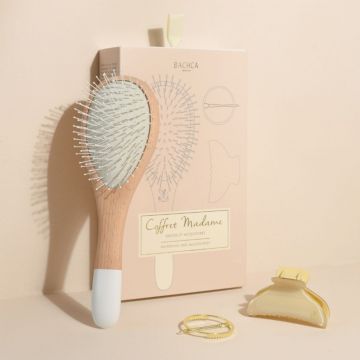 Coffret Madame Brosse Nylon, Barrette Ronde Dorée & Pince Ivoire 