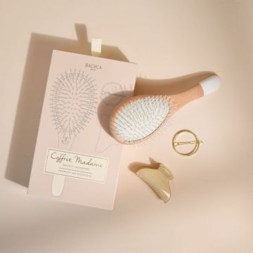 Coffret Madame Brosse Nylon, Barrette Ronde Dorée & Pince Ivoire 