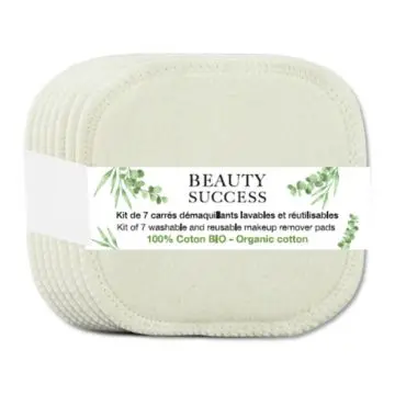 Carrés Démaquillants Réutilisables Coton Bio Kit de 7  - Beauty Success - Accessoire - Visuel 1