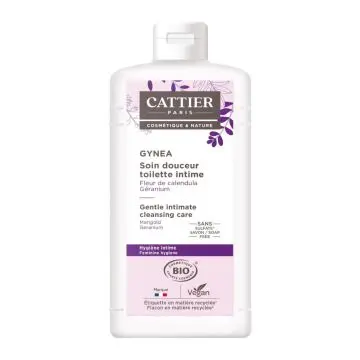 Gynea - Soin Douceur Toilette Intime Fleur de Calendula - Géranium 500ml - Cattier - Soin - Visuel 1 Gynea - Soin Douceur Toilette Intime Fleur de Calendula - Géranium 500ml - Cattier - Soin - Visuel 1