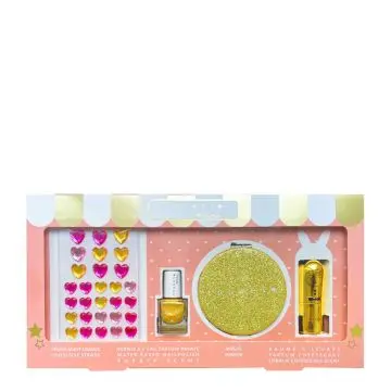 Coffret Kids Glitter Girl Doré Strass, Vernis, Miroir & Baume à Lèvres  - Inuwet - Maquillage - Visuel 1 Coffret Kids Glitter Girl Doré Strass, Vernis, Miroir & Baume à Lèvres  - Inuwet - Maquillage - Visuel 1