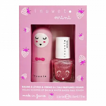 Coffret Duo Fraise Baume à Lèvres & Vernis à l'Eau  - Inuwet - Soin - Visuel 1