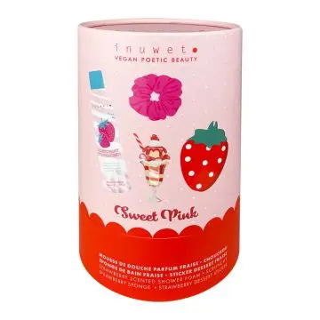 Coffret Sweet Pink Mousse de Douche, Chouchou, Éponde de Bain & Sticker  - Inuwet - Soin - Visuel 1 Coffret Sweet Pink Mousse de Douche, Chouchou, Éponde de Bain & Sticker  - Inuwet - Soin - Visuel 1