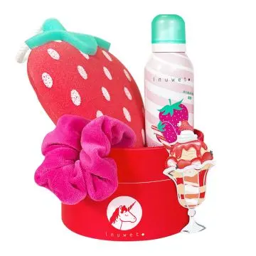 Coffret Sweet Pink Mousse de Douche, Chouchou, Éponde de Bain & Sticker  - Inuwet - Soin - Visuel 2 Coffret Sweet Pink Mousse de Douche, Chouchou, Éponde de Bain & Sticker  - Inuwet - Soin - Visuel 2