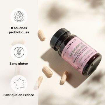Microbiote Équilibré Rééquilibre la Flore Intestinale 30 Gélules - Physiomins - Soin - Visuel 3