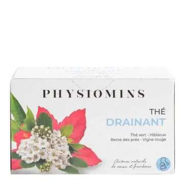 Thé Drainant  Draine l'Excés d'Eau  20 Sachets  - Physiomins - Soin - Visuel 1