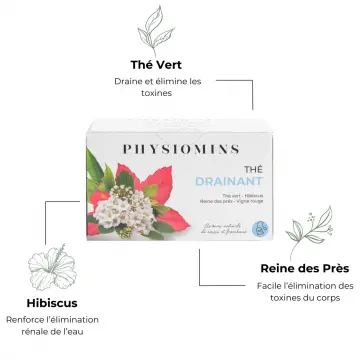 Thé Drainant  Draine l'Excés d'Eau  20 Sachets  - Physiomins - Soin - Visuel 2