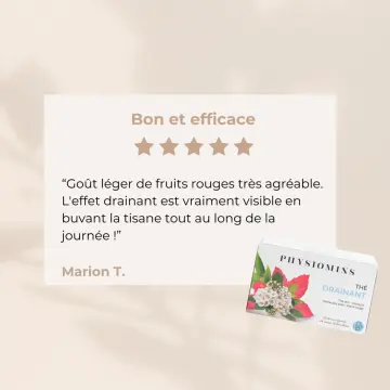Thé Drainant  Draine l'Excés d'Eau  20 Sachets  - Physiomins - Soin - Visuel 4