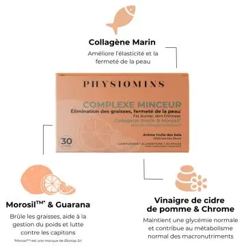 Complexe Minceur Élimination des Graisses et Fermeté de la Peau 30 Sticks - Physiomins - Soin - Visuel 2