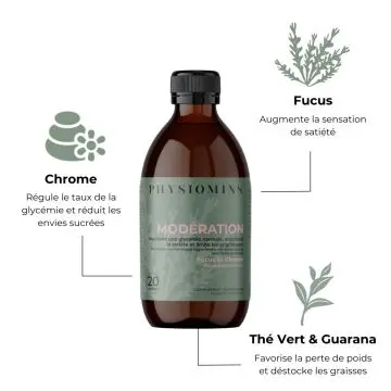 Modération Maintient une Glycémie Normale, Augmente la Satiété & Limite les Grignotages 500ml - Physiomins - Soin - Visuel 2