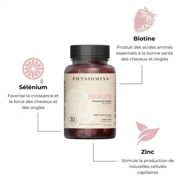 Beauté Cheveux et Ongles 60 Gummies - Physiomins - Soin - Visuel 2 Beauté Cheveux et Ongles 60 Gummies - Physiomins - Soin - Visuel 2