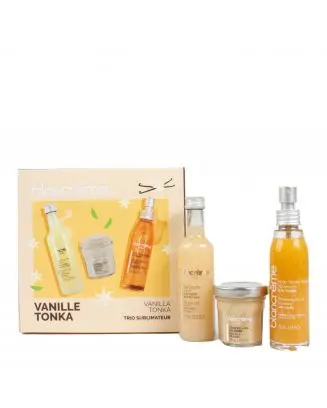 Coffret Trio Sublimateur Vanille & Tonka Gel Douche, Gommage & Huile Sèche Pailletée 