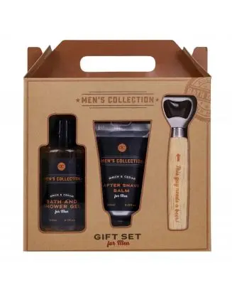 Coffret Men's Collection Gel Douche et Bain, Baume Après-Rasage & Ouvre-Bouteille 