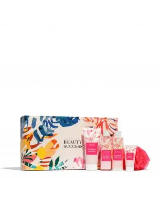 Coffret XL Fraîcheur Japonaise Gommage Corps, Gel Douche, Lait Corps, Crème Mains & Fleur de Massage 
