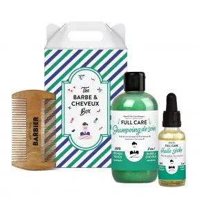 THE BARBE & CHEVEUX BOX Coffret de soin barbe et cheveux pour homme 250ml + 30ml